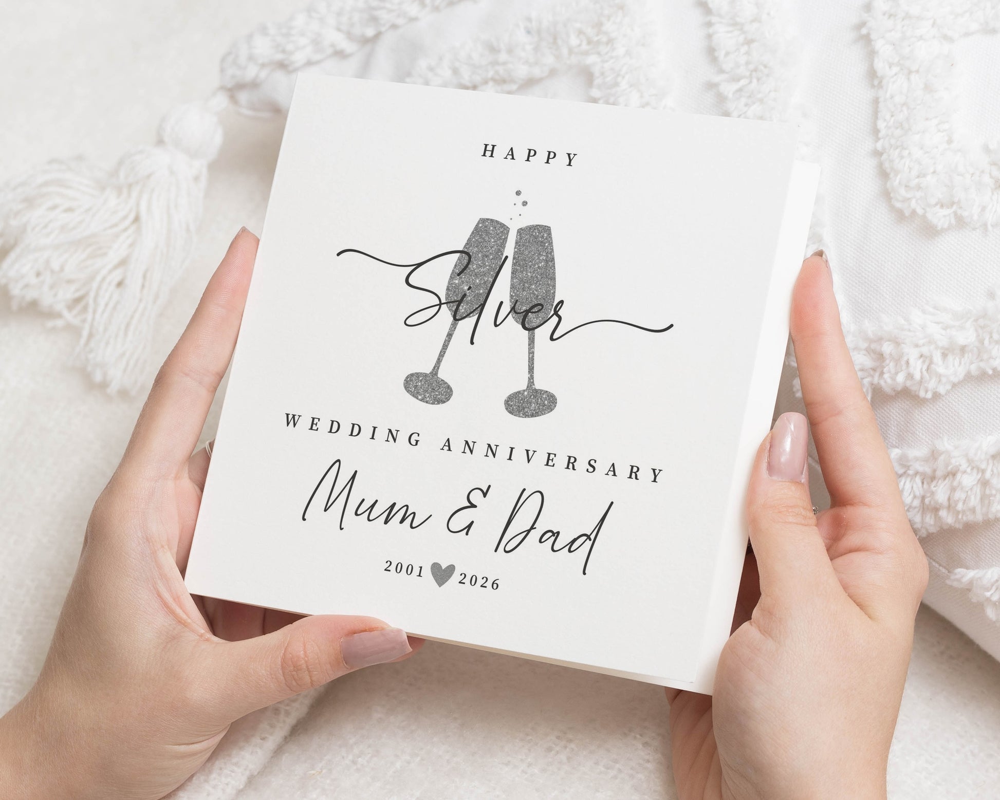 Silver Wedding Anniversary Card for Mum and Dad, 25th Anniversary Card, Personalised Anniversary Card, Parents Anniversary Card
