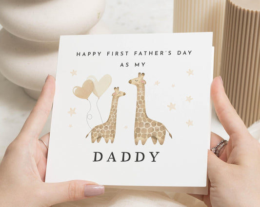 First Fathers Day Card, Fathers Day Card from Baby, Daddy Fathers Day Card, Giraffe Fathers Day Card, Cute Fathers Day Card for Dad