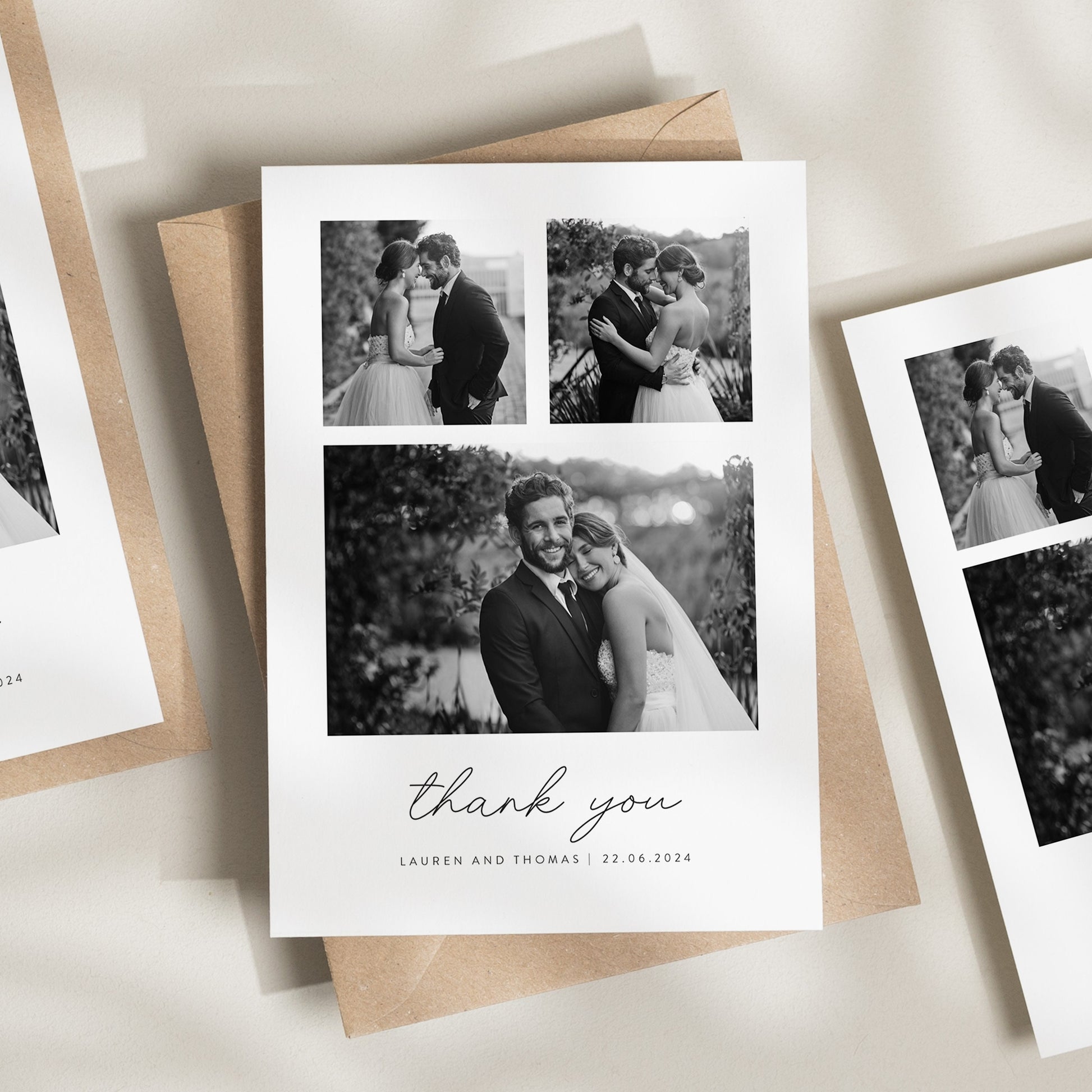 Wedding Thank You Cards, Post Card Thank You Cards, Folded Wedding Thank You, Thank You Wedding Card, Simple Wedding Card With Photo