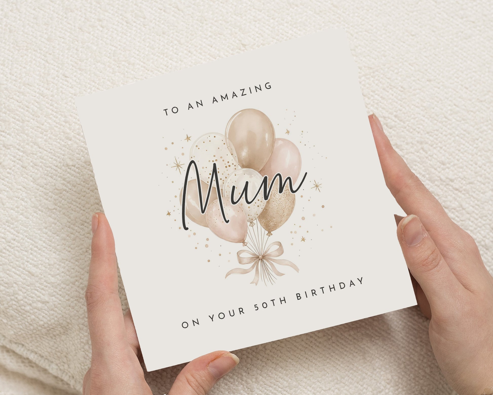 50th Birthday Card for Mum, Mum 50th Birthday Card, Birthday Card for Mum, Personalised Birthday Card for Her, Balloon Birthday Card