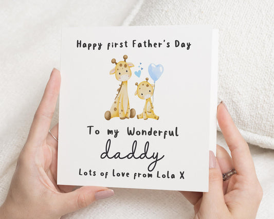 First Fathers Day Card, Fathers Day Card from Baby, Daddy Fathers Day Card, Cute Giraffe Card, Personalised Fathers Day Card