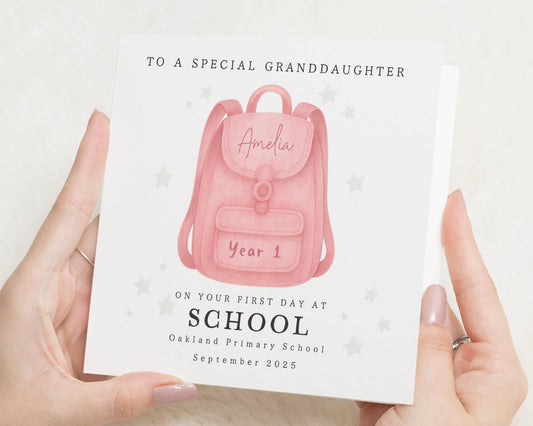 First Day At School Card For Granddaughter, Personalised School Card, Granddaughter Card, Back To School Card, Year 1 Card