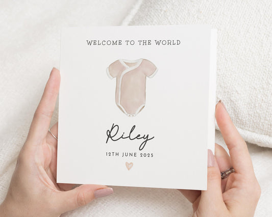New Baby Card, Personalised Baby Card, Welcome To The World Card, Baby Girl Card, Baby Boy Card, Custom New Baby Gift, Baby Shower Card