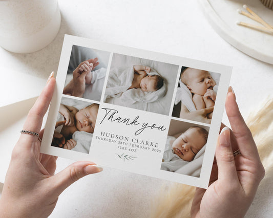 Folded Baby Thank You Cards, Personalised Thank You Cards New Baby, Baby Photo Thank You Cards, Postcard Thankyou Cards, Thank You Notes