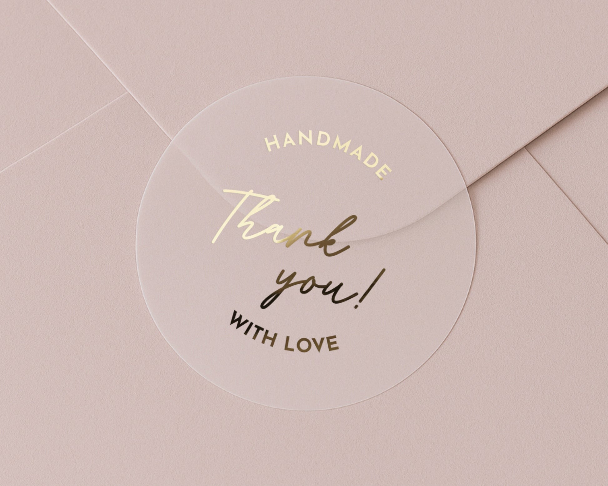 Handmade Thank You Stickers, Thank You With Love Stickers, Gold Foil Stickers, Envelope Seals, Small Business Packaging