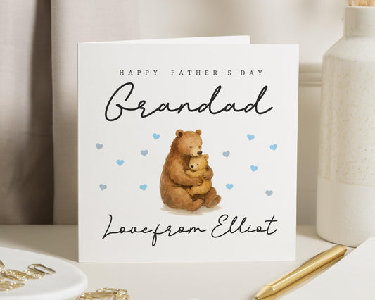 Fathers Day Card for Grandad, Grandad Fathers Day Card, Personalised Fathers Day Card from Grandchild, Bear Card for Grandad