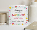 First Day At School Card, Primary School Card, Personalised Card For Girl, First Day Card For Daughter, Cute Rainbow Card, Good Luck Card
