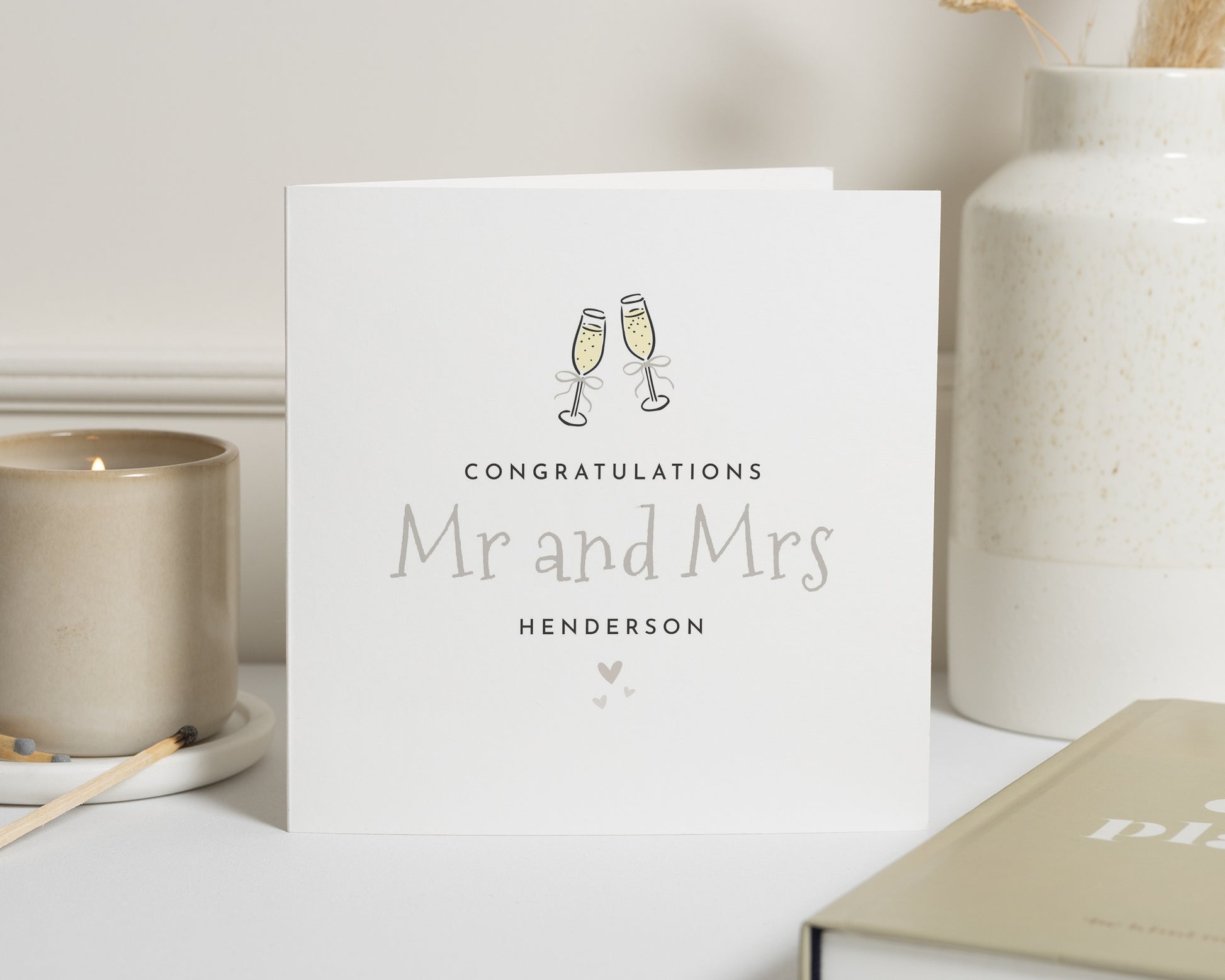 Personalised Wedding Card, Wedding Card for Couple, Mr and Mrs Card, Newlyweds Card, Congratulations Card, Champagne Wedding Card