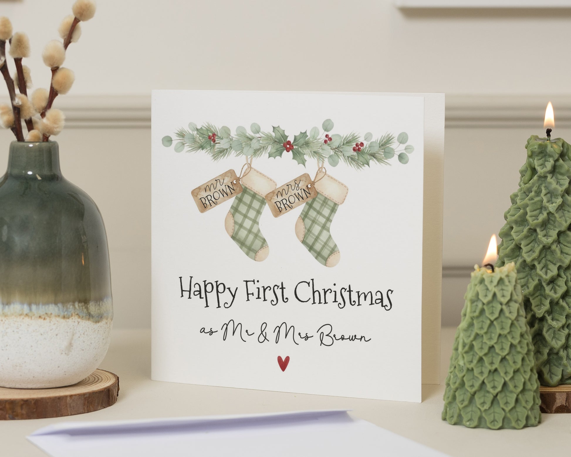 First Christmas Card for Couple, Personalised Christmas Card, Mr and Mrs Christmas Card, Newlywed Christmas Card, First Married Christmas