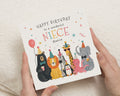 Birthday Card for Niece, Niece Birthday Card, Personalised Birthday Card for Girl, Safari Animal Birthday Card, Zoo Birthday Card for Kids