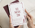 Burgundy Wedding Invitations, Modern Minimalist Wedding Invite, Champagne Celebration Wedding Stationery, Personalised Invitation Suite