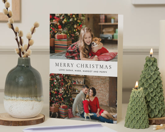 Personalised Photo Christmas Cards, Pack of 10, 20, 50 or 100, Family Christmas Cards, Custom Photo Card, Folded Christmas Card