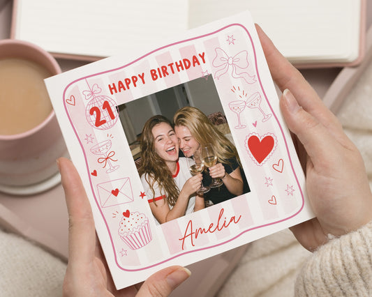21st Birthday Card, Personalised Photo Birthday Card, Birthday Card for Friend, Birthday Card for Her, Daughter Birthday Card, Sister Card