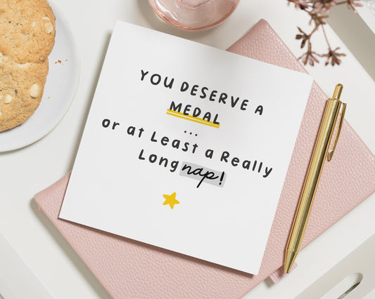 Teacher Thank You Card, Funny Card for Teacher, You Deserve a Medal, End of Term Card, Thank You Card for Her, Cute Teacher Card