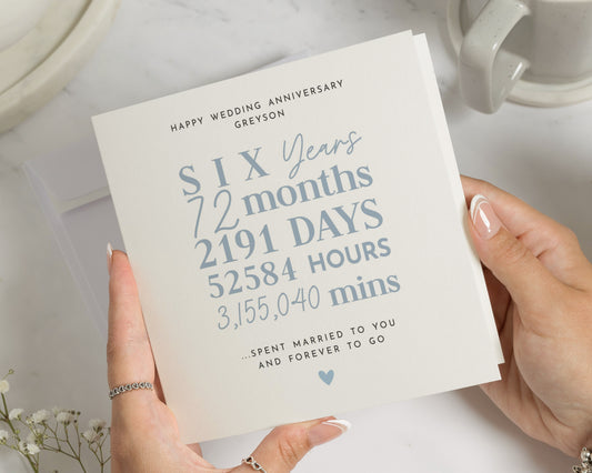 Anniversary Card, 6th Wedding Anniversary Card, Personalised Anniversary Card, Six Year Anniversary Card, Custom Wedding Card