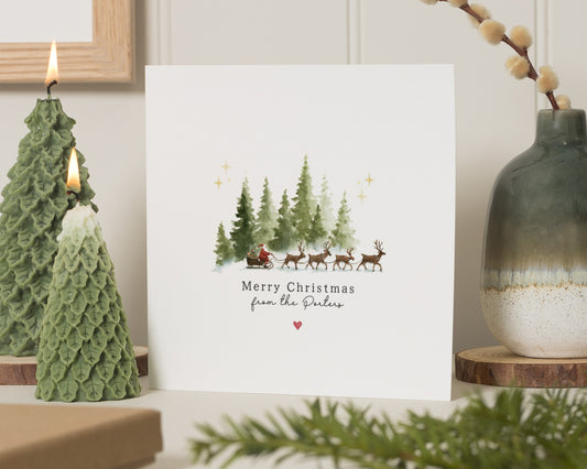 Personalised Family Christmas Card, Reindeer Card, Merry Christmas Card, Christmas Card for Family