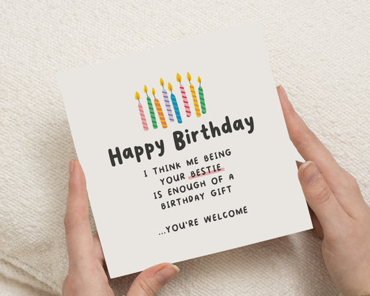 Best Friend Birthday Card, Birthday Card for Friend, Bestie Birthday Card, Funny Birthday Card for Her, Cute Birthday Candles Card