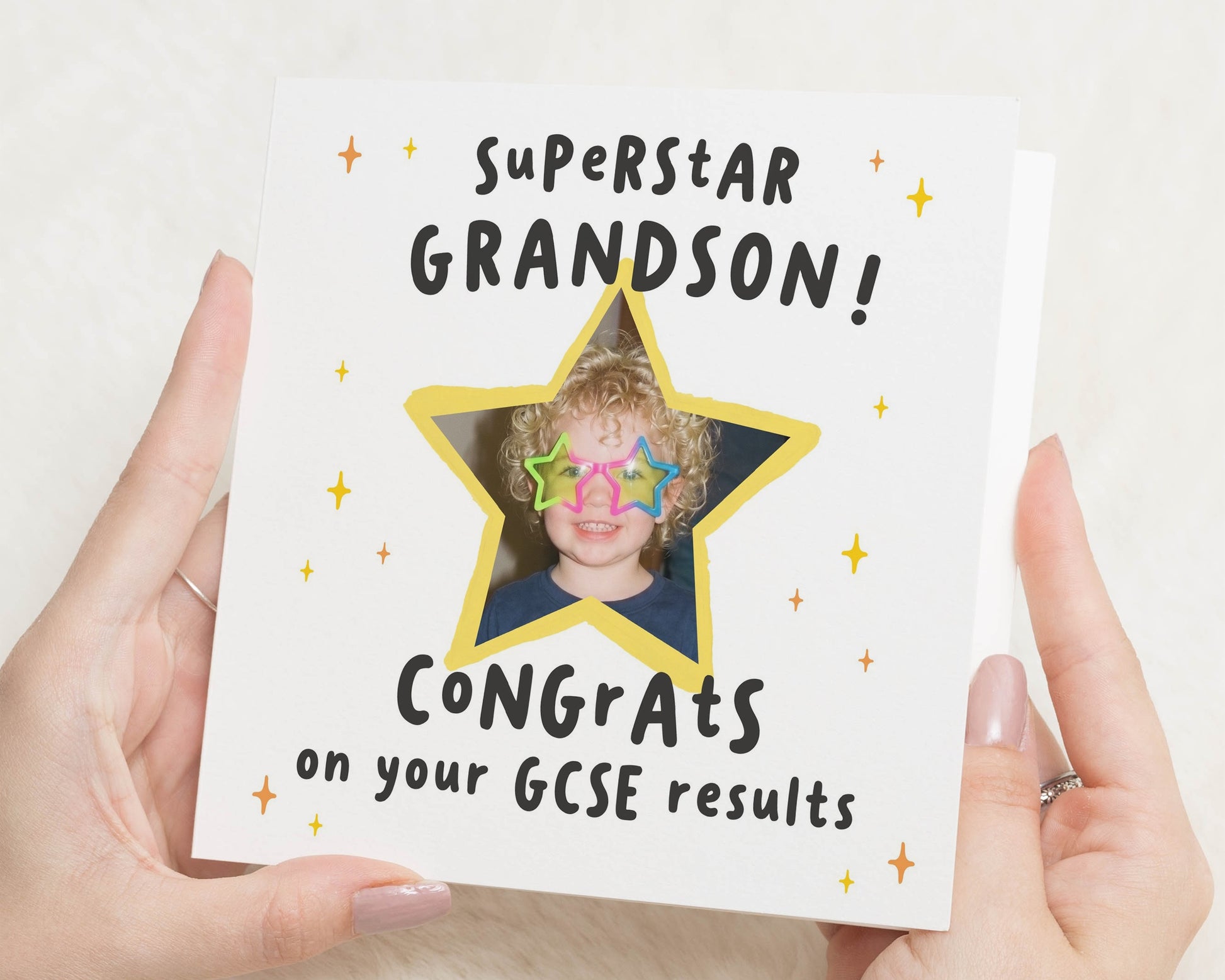GCSE Results Card for Grandson, Personalised Photo Exam Card, Congratulations Card for Grandson, Well Done GCSE Card, Exam Results Card
