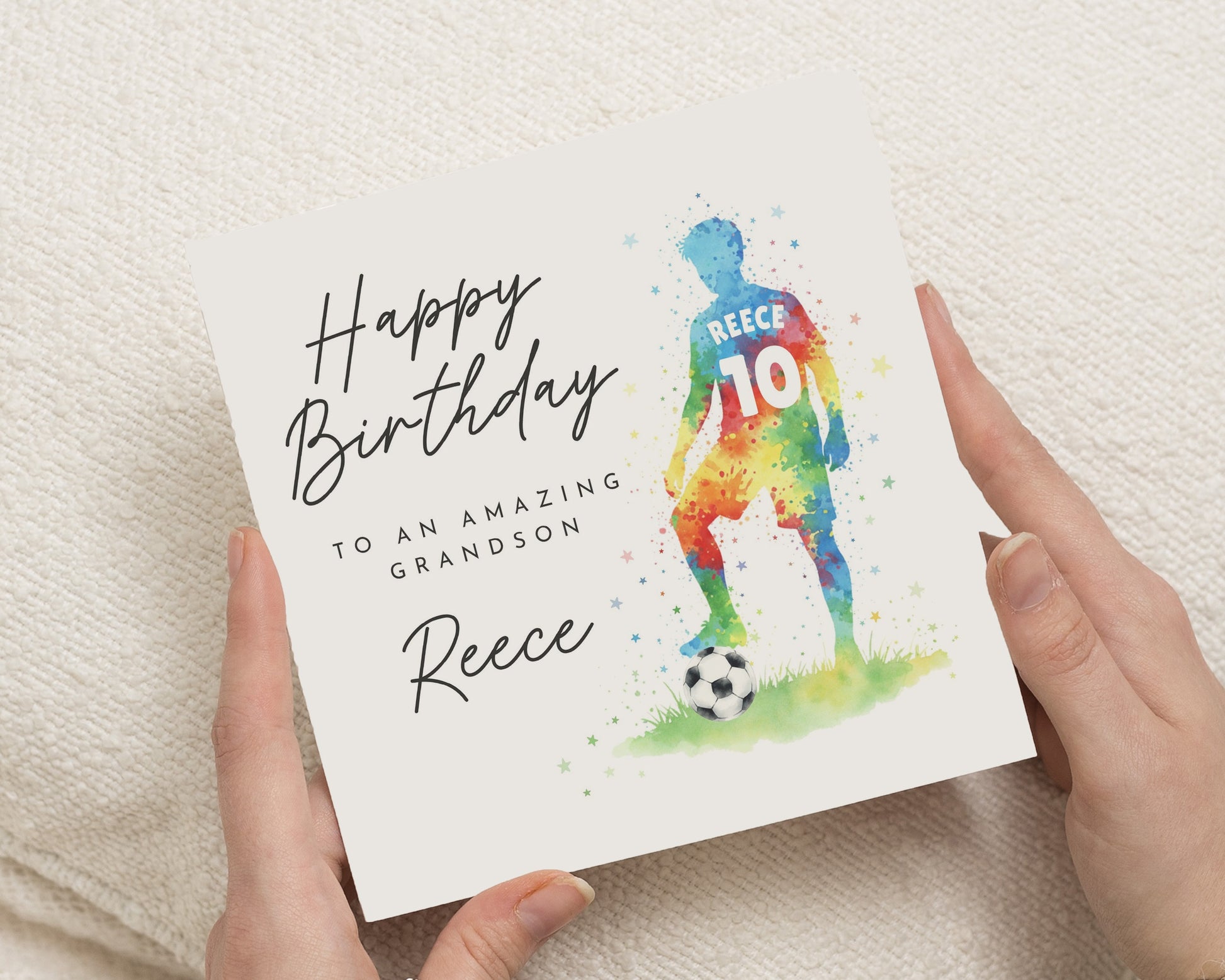 Birthday Card for Grandson, Personalised Football Birthday Card, Grandson Birthday Card, Birthday Card for Boy, Custom Name Birthday Card