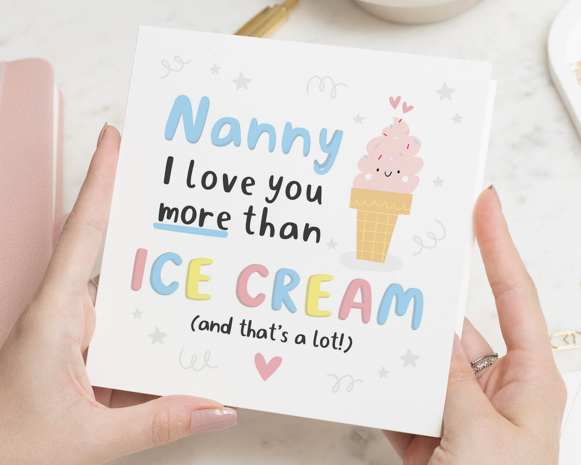 Nanny Birthday Card, Birthday Card for Nanny, Nanny Card, Cute Birthday Card for Her, I Love You Card, Ice Cream Card for Nanny