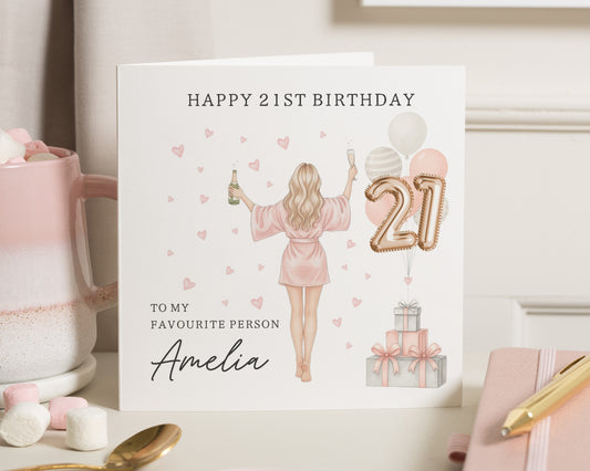 21st Birthday Card for Her, Personalised Birthday Card, Birthday Card for Daughter, Best Friend Birthday Card, 21st Birthday Gift