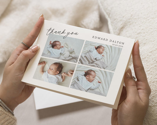 Baby Girl Photo Thank You Cards, Cute New Baby Cards Thank You, Personalised Thank You Cards New Baby Girl, Baby boy Postcard Thankyou Card