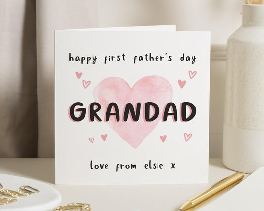 First Fathers Day Card for Grandad, Fathers Day Card from Grandchild, Personalised Fathers Day Card, Cute Grandad Card