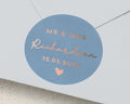 Wedding Envelope Seal, Personalised Wedding Sticker, Mr and Mrs Sticker, Custom Foil Wedding Label, Blue and Rose Gold Wedding Sticker