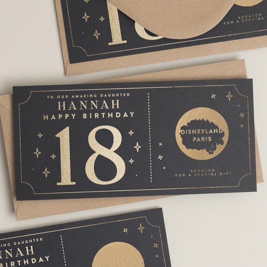 18th Birthday Gift Voucher, 18th Birthday Card, Gold Foil Scratch Card Gift Voucher, Scratch Card, Birthday Surprise Voucher, Gift Ticket