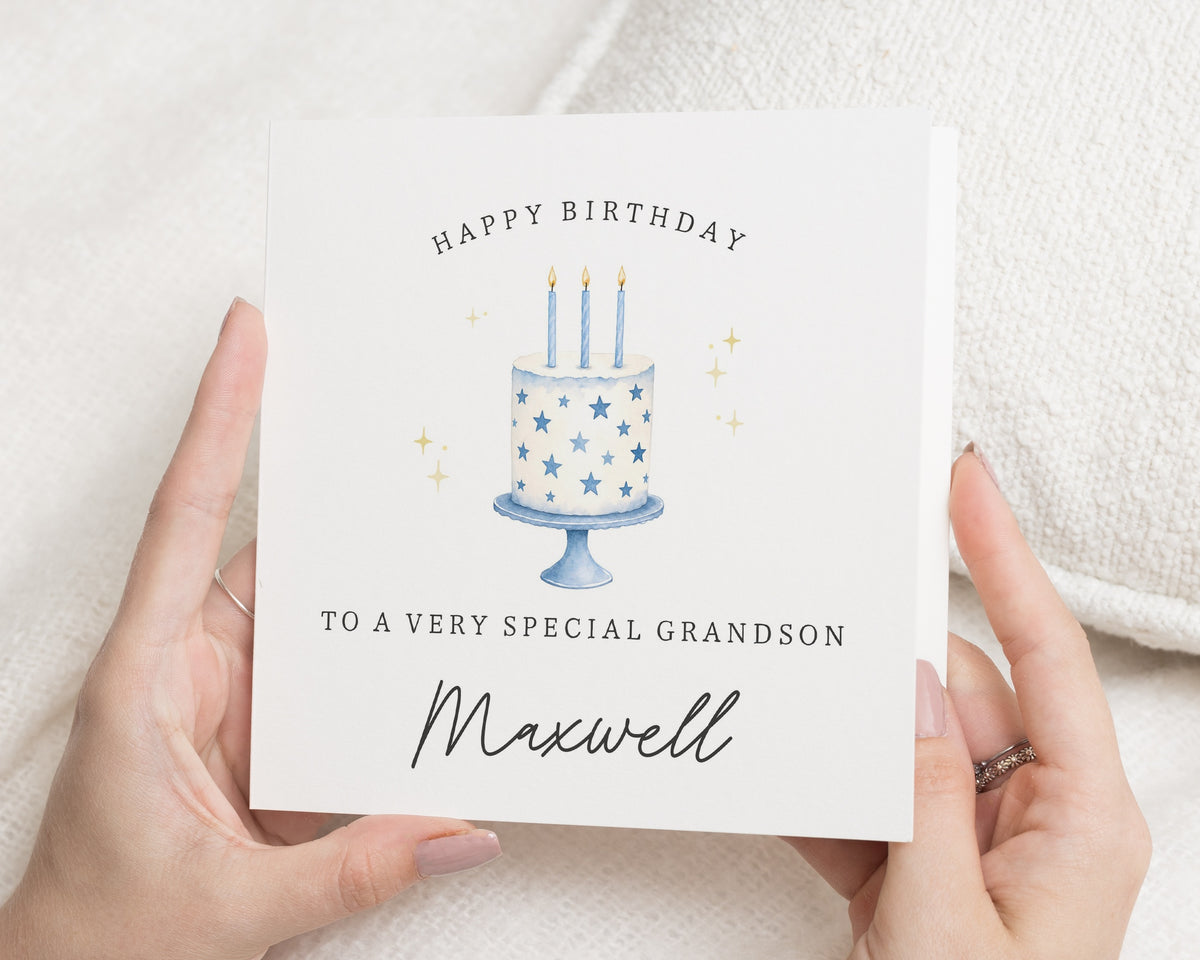 Birthday Card for Grandson, Personalised Grandson Birthday Card, Grandson Birthday Cards, Birthday Card for Boy, Cake Birthday Card
