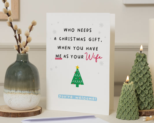 Christmas Card for Husband, Funny Christmas Card from Wife, Christmas Card for Him, Husband Christmas Card, Funny Xmas Card for Partner