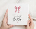 Best Friend Birthday Card, Birthday Card for Friend, Bestie Birthday Card, Birthday Card for Her, Cute Pink Bow Card, Simple Card