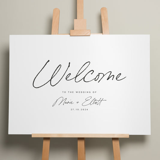 Elegant Wedding Welcome Sign, Ceremony Sign, Simple Welcome Sign, Personalised Welcome Sign, Classic Wedding Design &#39;Marie&#39;