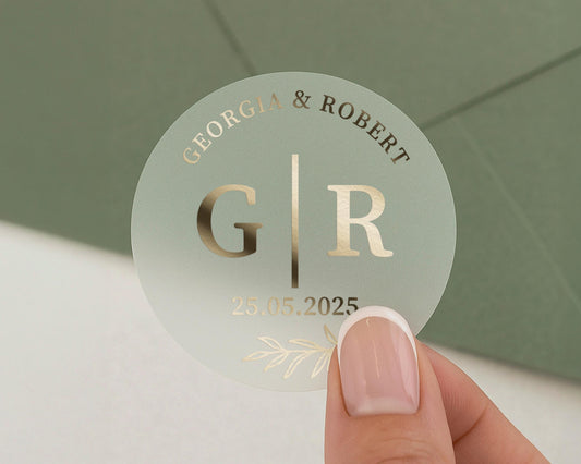 Personalised Wedding Sticker, Gold Foil Initials Sticker, Custom Wedding Seal, Monogram Wedding Sticker, Wedding Envelope Seal