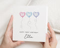 1st Birthday Card for Girl, First Birthday Card, Personalised Birthday Card, Custom Birthday Card for Daughter, Heart Balloon Card