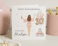 30th Birthday Card for Sister, Personalised Birthday Card, Birthday Card for Her, Cute 30th Birthday Card, Champagne Birthday Card