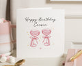 Birthday Card for Cousin, Cousin Birthday Card, Personalised Birthday Card, Birthday Card for Her, Pink Champagne Glass Card