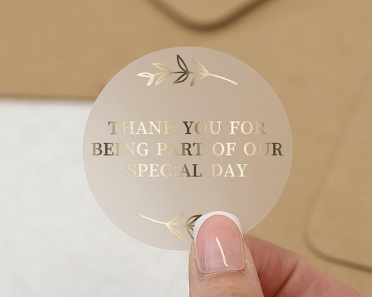 Thank You Sticker, Wedding Thank You Sticker, Special Day Sticker, Gold Foil Thank You, Party Thank You Sticker, Wedding Sticker