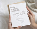 Minimalist Wedding Invitations, Elegant Typography Wedding Invite, Brown Calligraphy Invites, Simple Personalised Invitation Suite