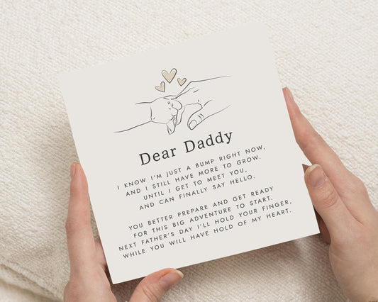 Fathers Day Card from Bump, Dear Daddy Card, Daddy to Be Card, First Fathers Day Card, Personalised Fathers Day Card, Cute Baby Card