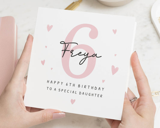 6th Birthday Card for Daughter, Personalised Birthday Card for Girl, Special Daughter Birthday Card, Custom Age Birthday Card