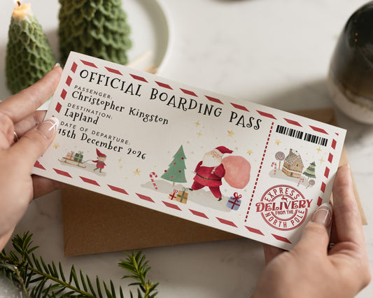 Lapland Gift Voucher, Personalised Lapland Boarding Pass, Christmas Gift Ticket, Santa Experience Gift, Official Boarding Pass