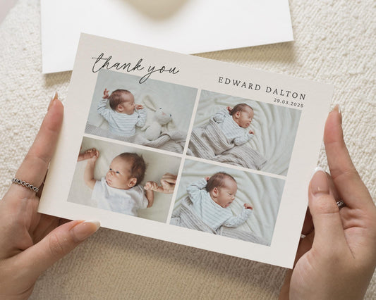 Personalised Thank You Cards New Baby, Folded Baby Thank You Cards, Baby Photo Thank You Cards, Postcard Thankyou Cards, Thank You Notes
