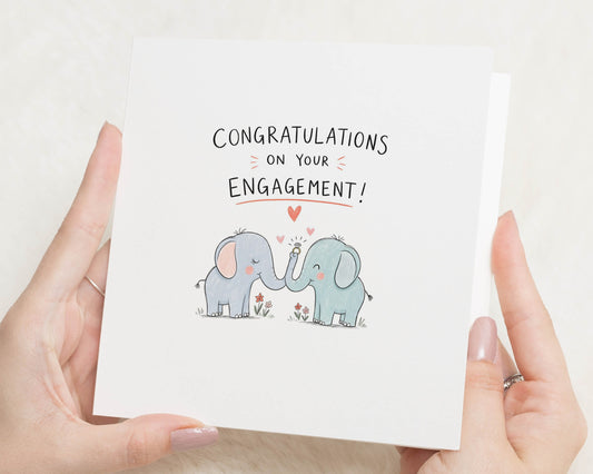 Engagement Card, Congratulations Engagement Card, Engagement Cards for Couple, Newly Engaged Card, Cute Elephant Wedding Proposal Card