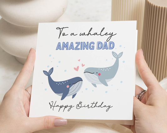 Birthday Card for Dad, Dad Birthday Card, Whale Birthday Card, Cute Birthday Card for Him, Birthday Card from Kids, Happy Birthday Dad