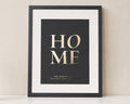 Personalised Gold Foil Family Print, Black Wall Art, Family Name Print, New Home Gift, House Warming Gift, Living Room Art