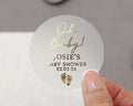 Oh Baby Baby Shower Sticker, Personalised Baby Shower Label, Gold Foil Baby Shower Decoration, Custom Baby Shower Sticker