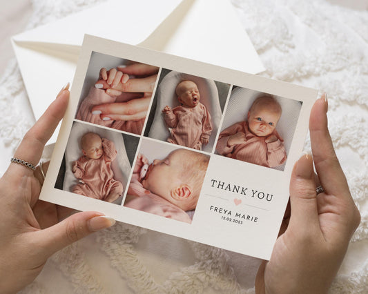 Baby Girl Photo Thank You Cards, Cute New Baby Cards Thank You, Personalised Thank You Cards New Baby Girl, Baby boy Postcard Thankyou Card