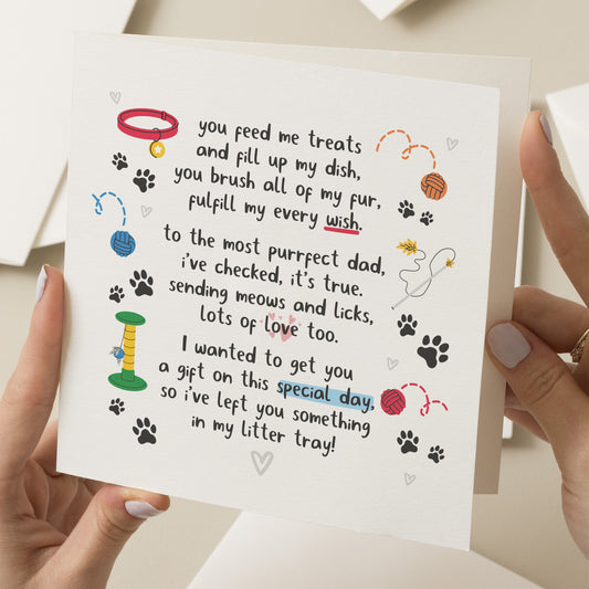 Fathers Day Card From The Cat, Cat Dad Card For Him, To The Best Cat Dad, Happy Fathers Day, Cat Parent Card, Cat Poem Card, Gift From Cat