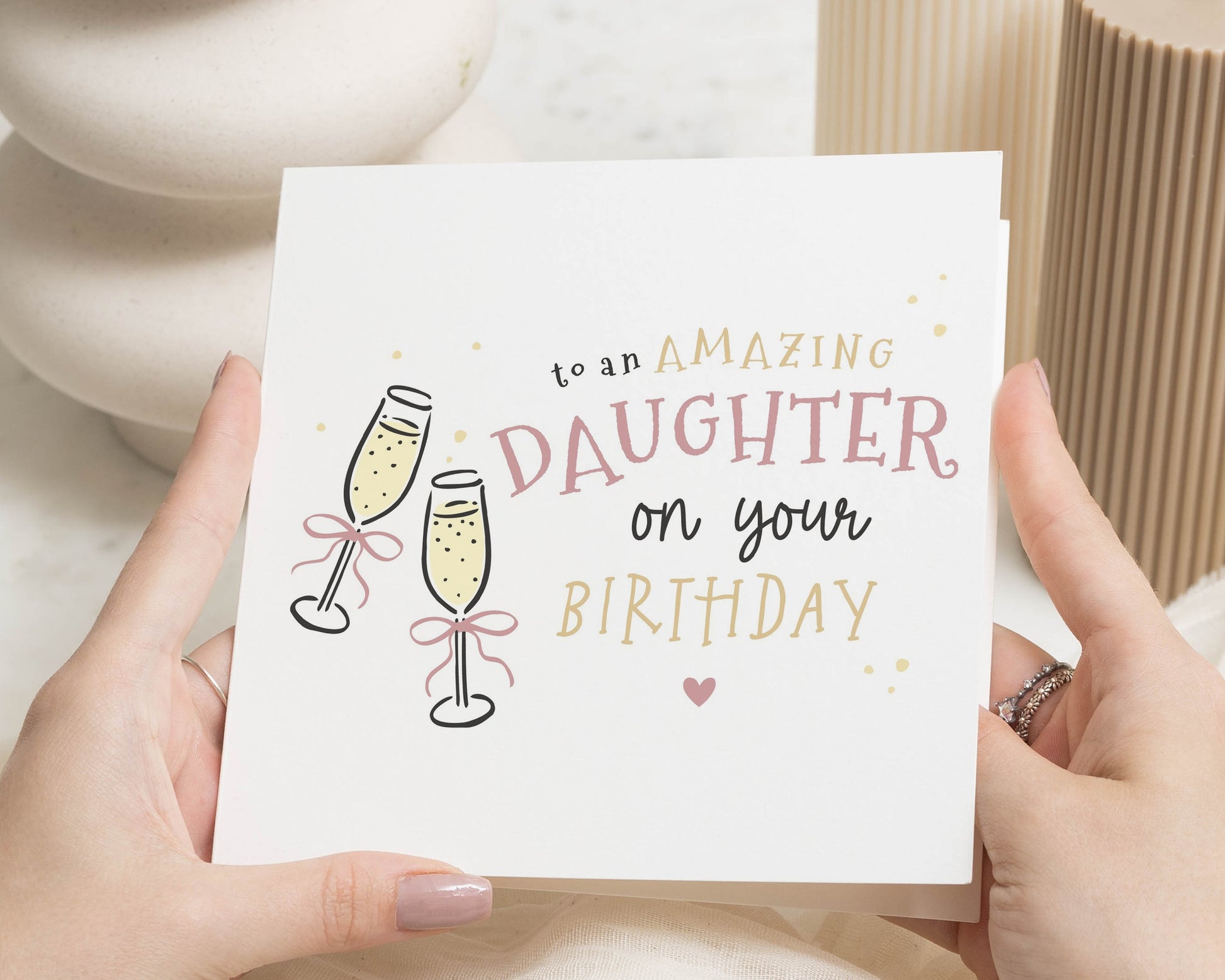 Birthday Card for Daughter, Daughter Birthday Card, Amazing Daughter Birthday Card, Cute Birthday Card for Her, Champagne Glass Card